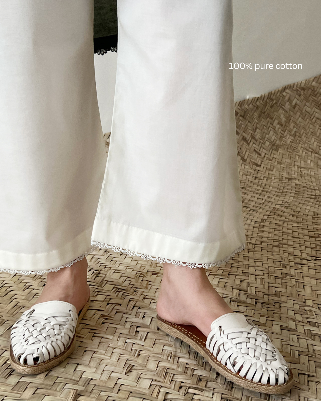 Oﬀ white Cotton Trouser