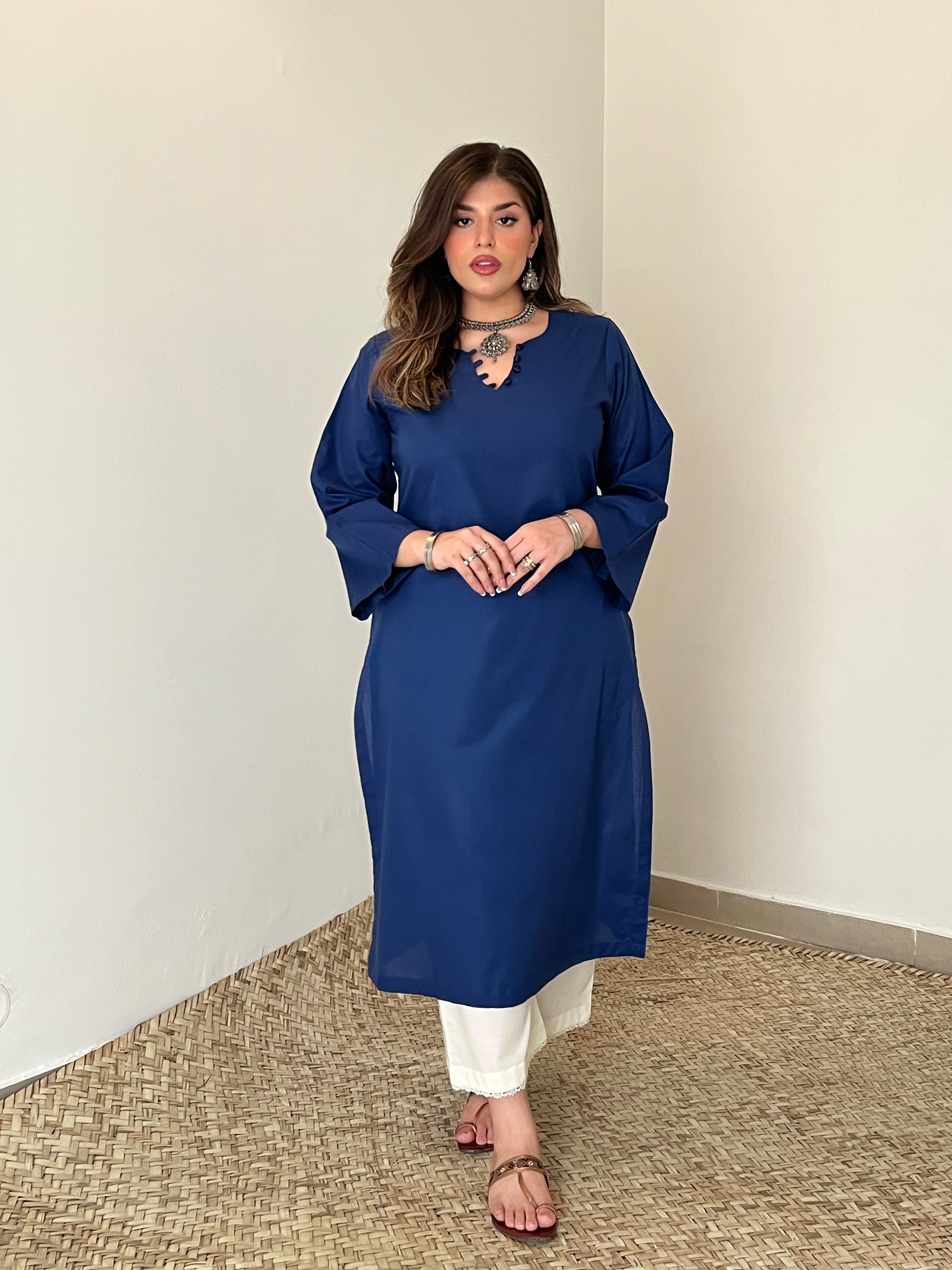 Navy Blue Cotton Kurta