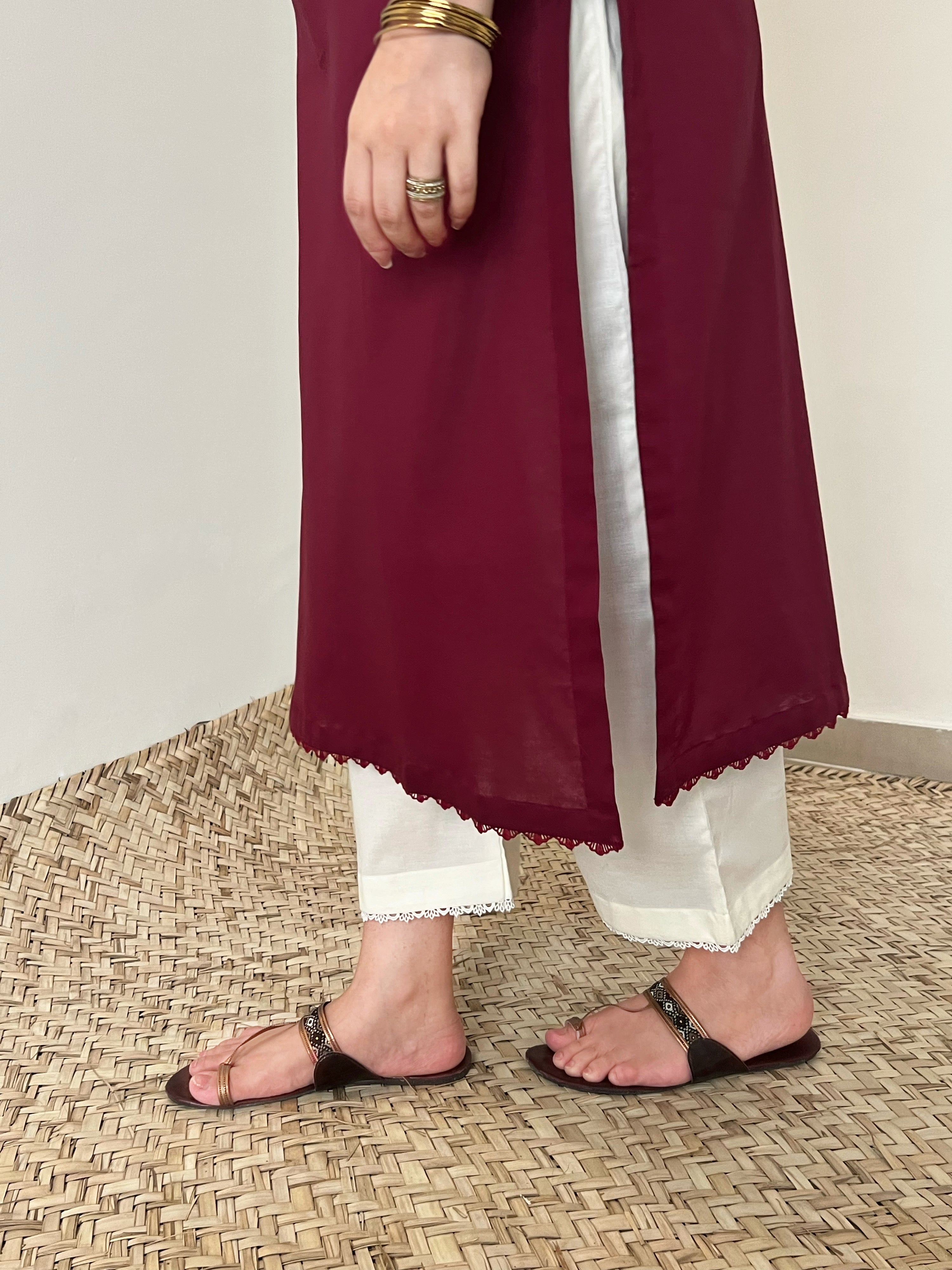 Maroon Cotton Kurta
