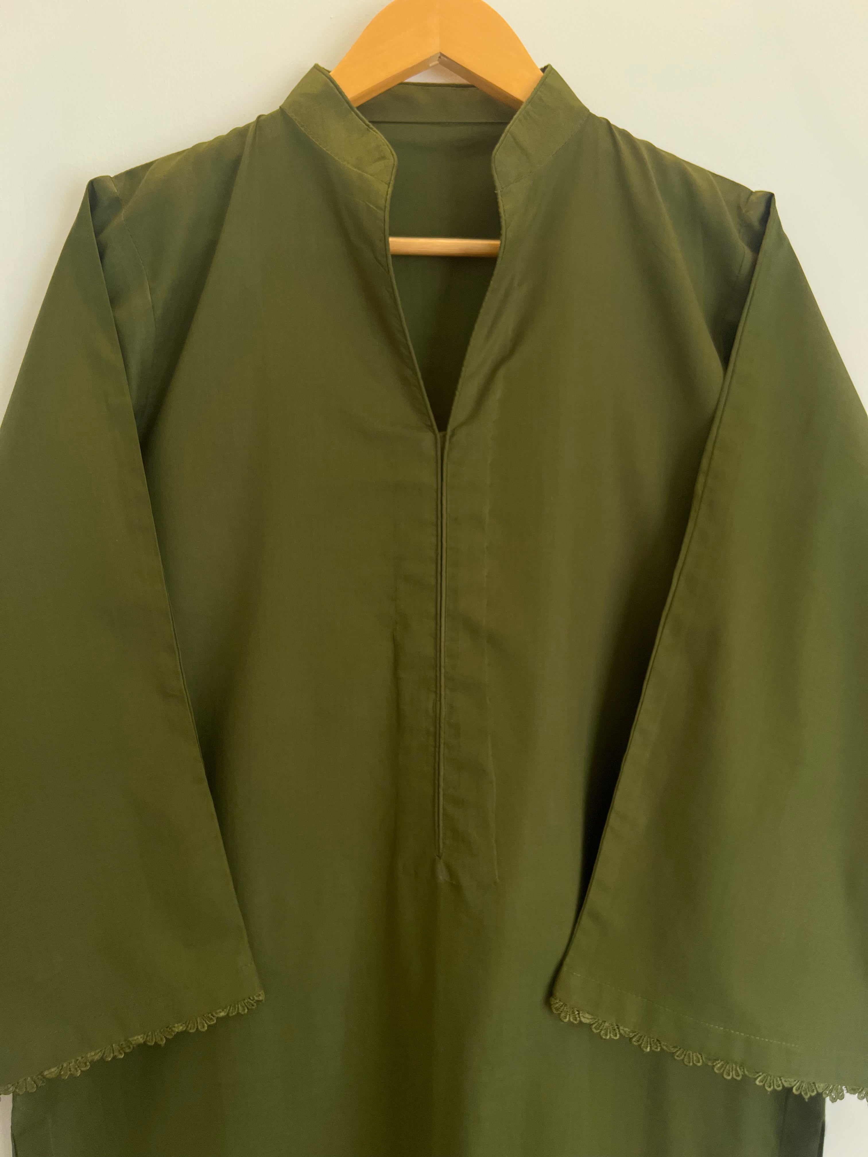 Olive Green Cotton Kurta
