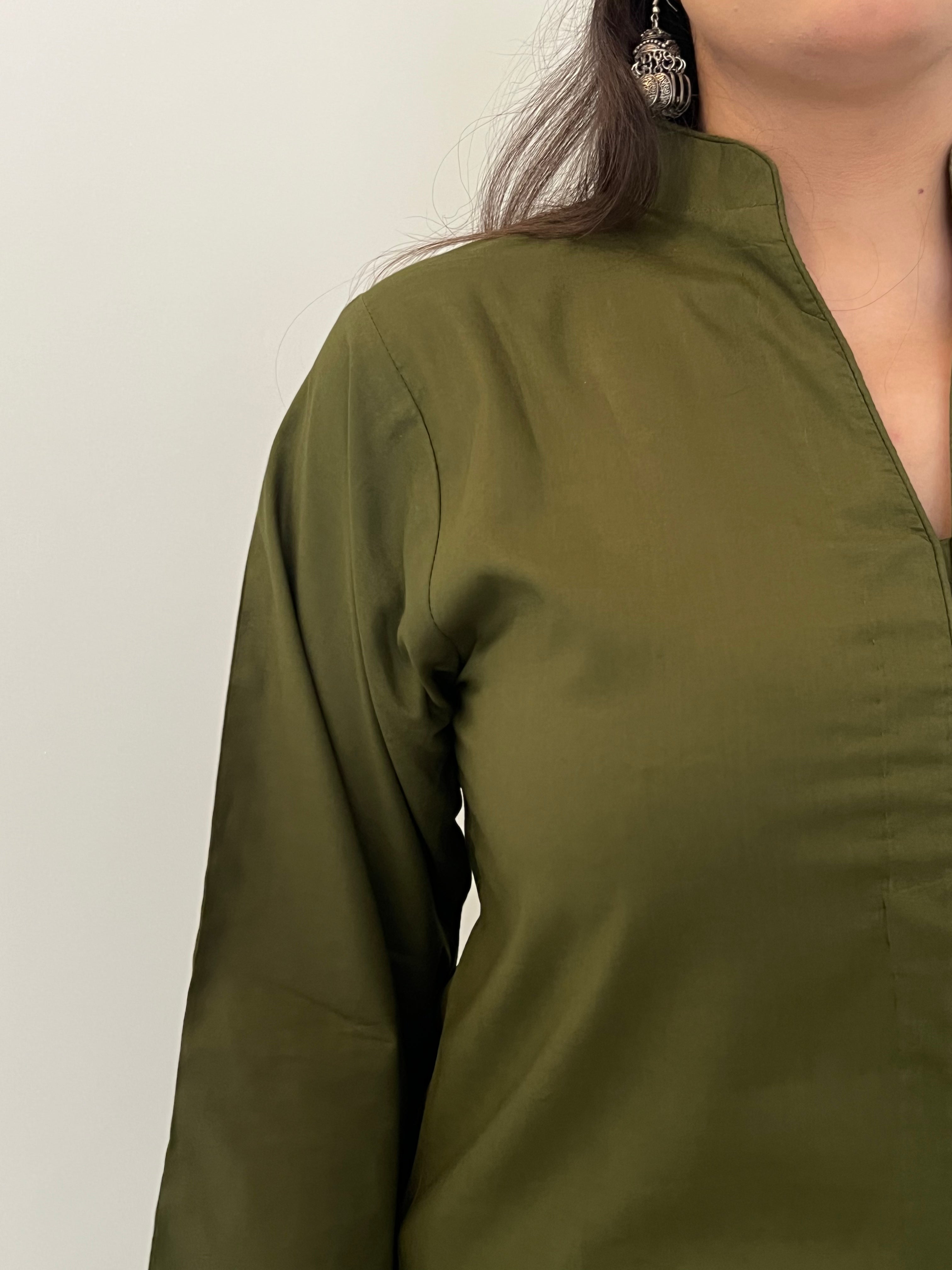Olive Green Cotton Kurta