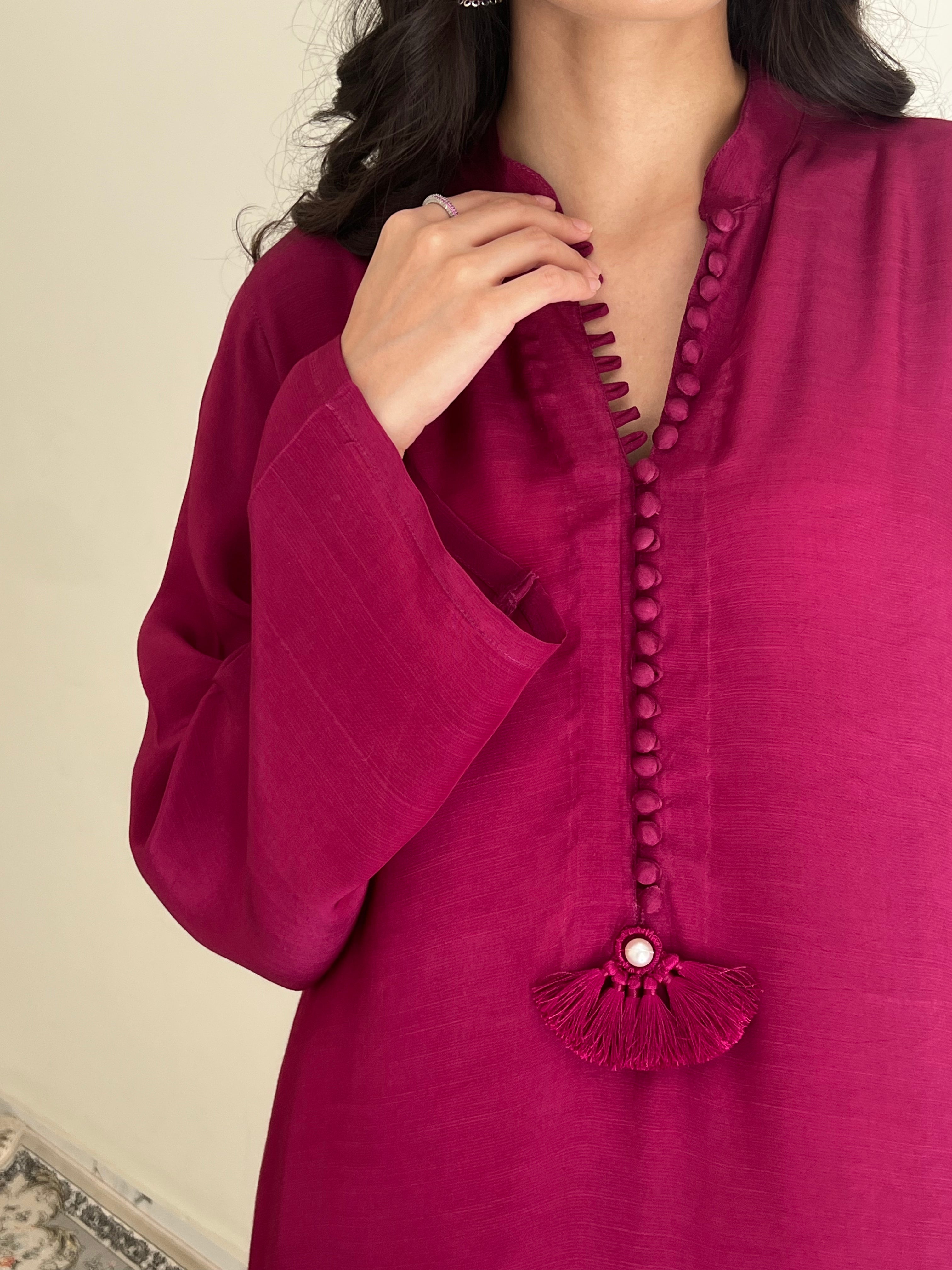 Deep Plum Silk Solid 2PC Set