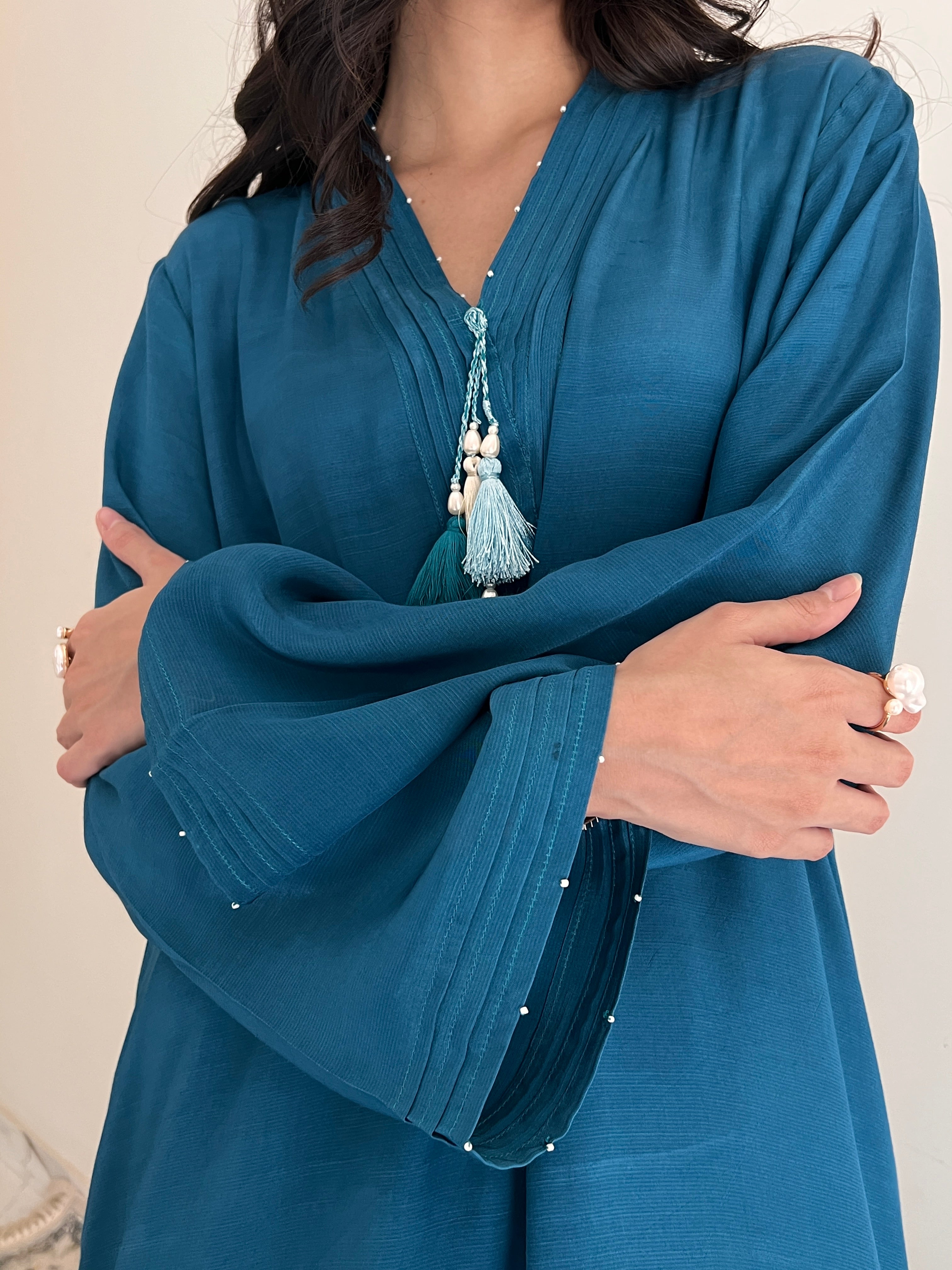 Teal Silk Solid 2PC Set