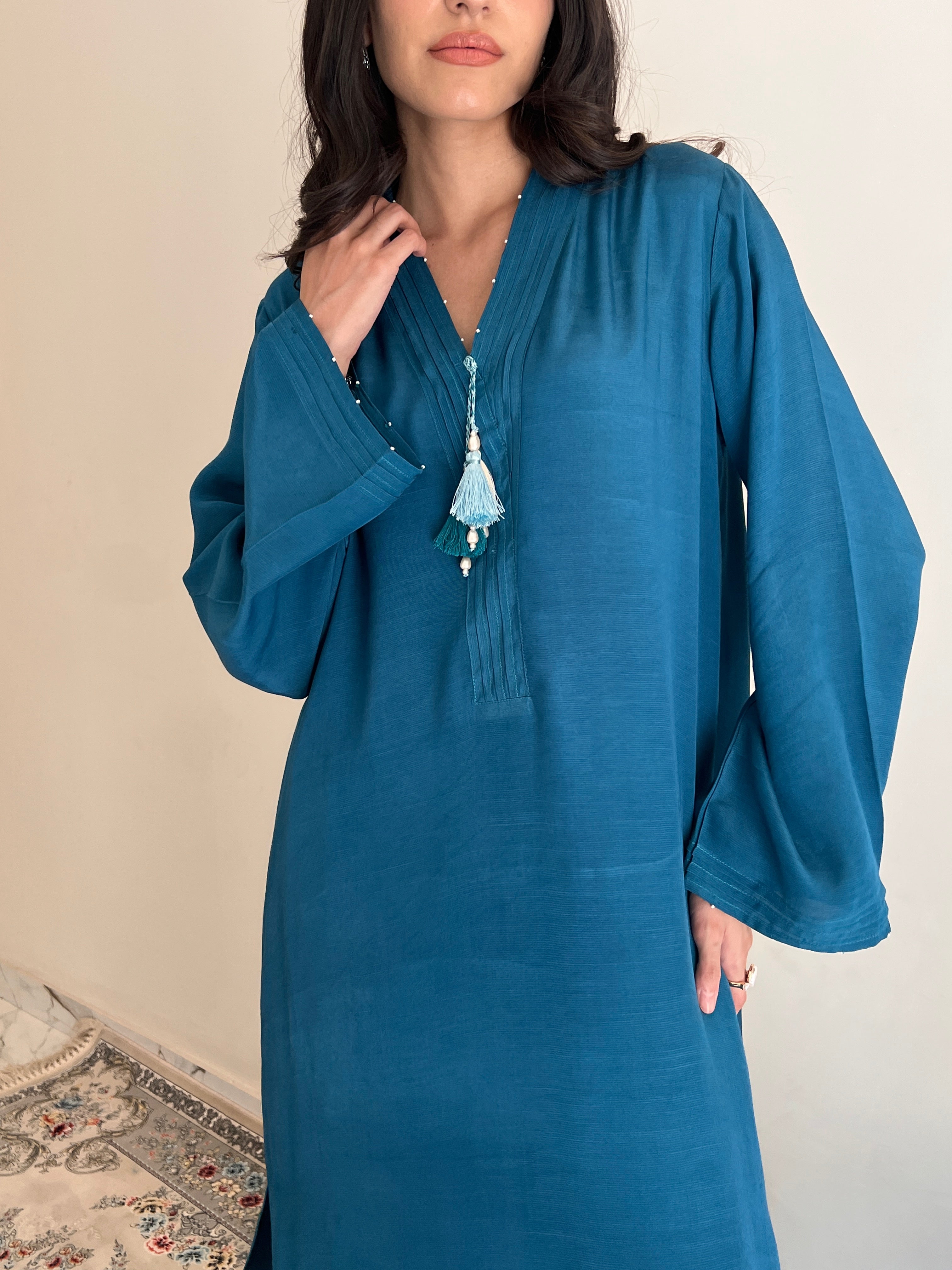 Teal Silk Solid 2PC Set
