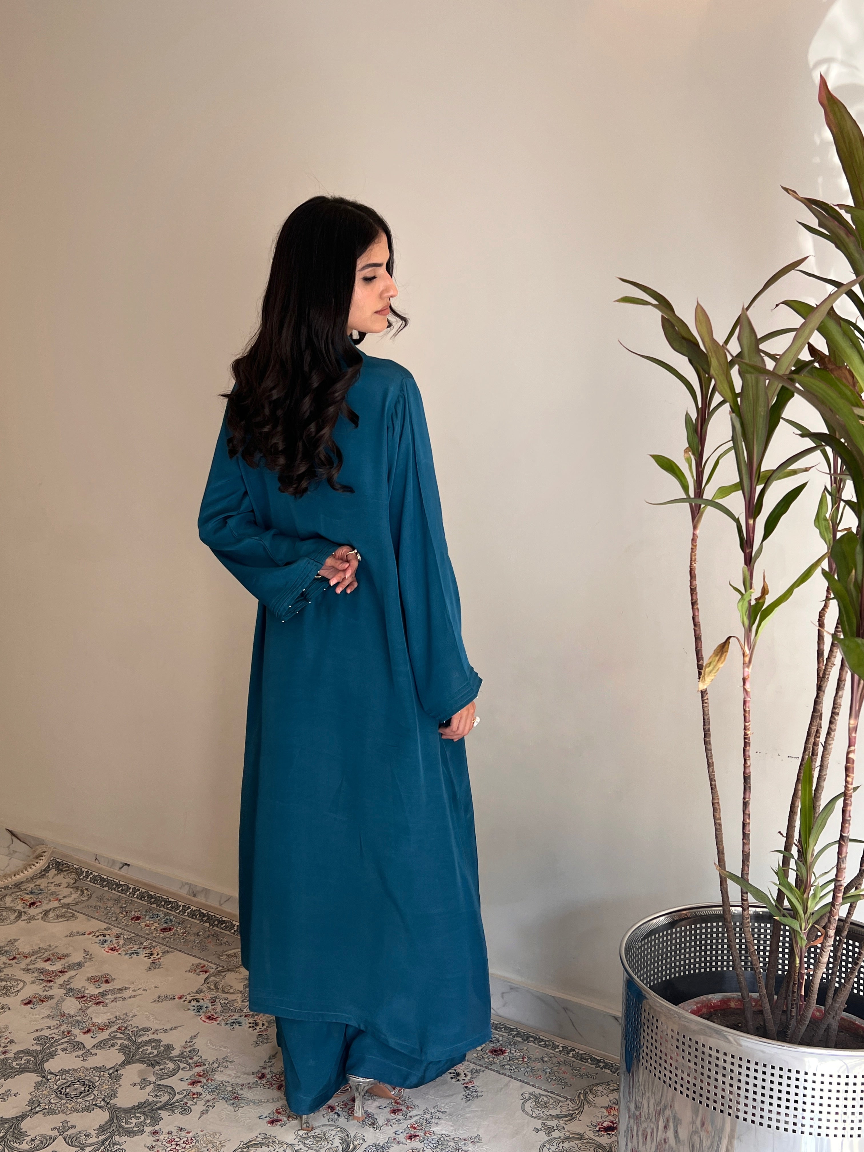 Teal Silk Solid 2PC Set