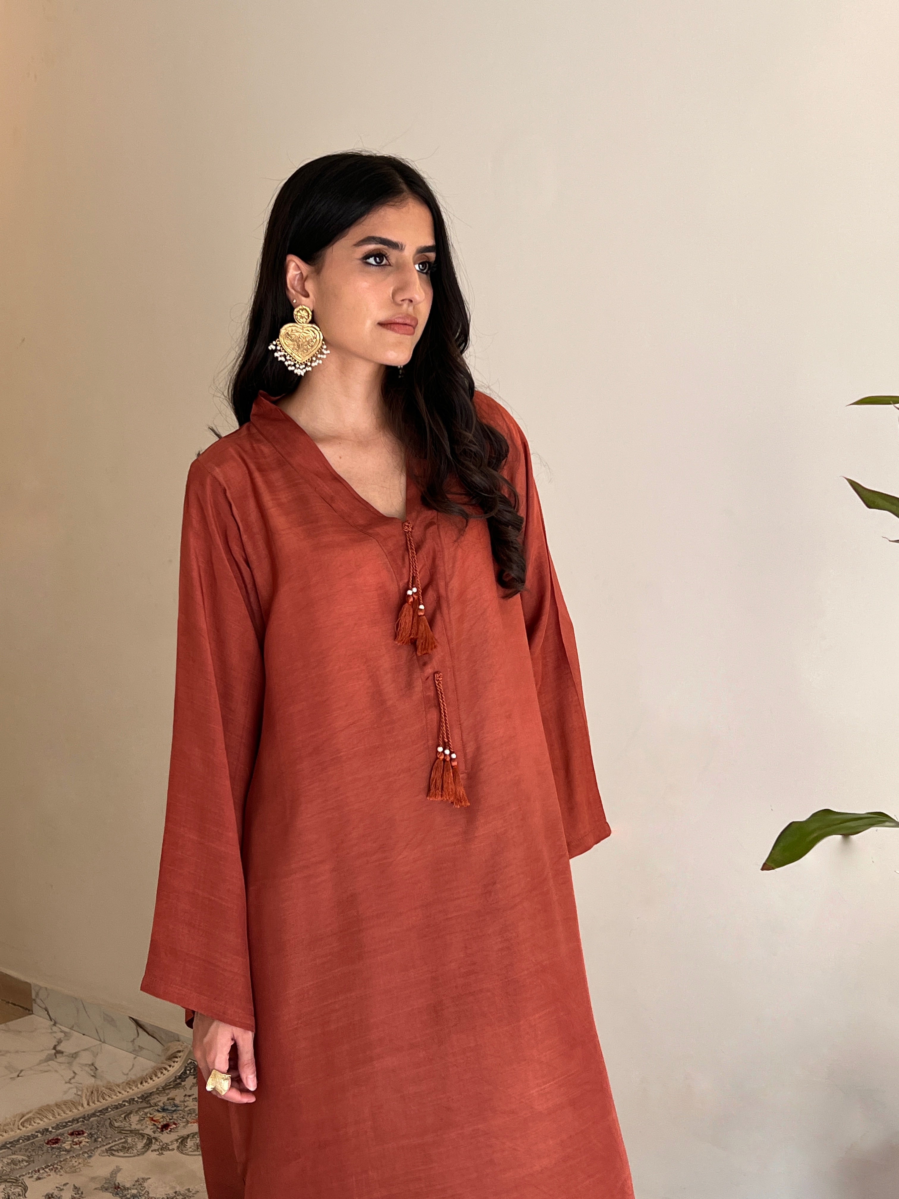 Terracotta Silk Solid 2PC Set